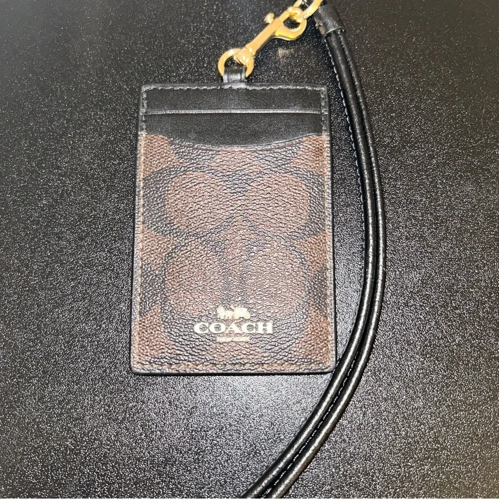 Coach Brown and Black Lanyard Card Holder NEW - Picture 7 of 8